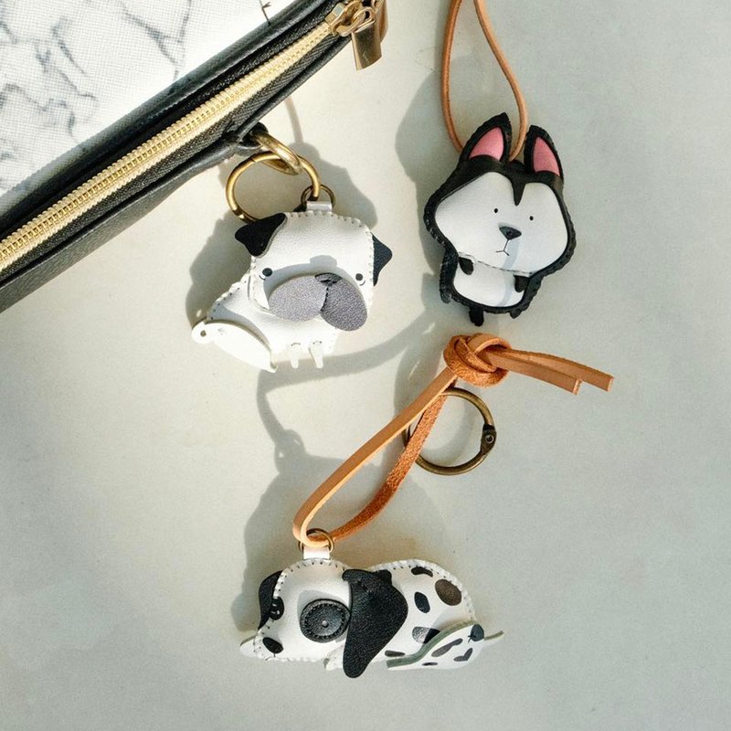 动物皮革钥匙扣,狗猫皮革挂件,宠物钥匙扣,皮革宠物吊牌 - 外出包 - 其他材质 