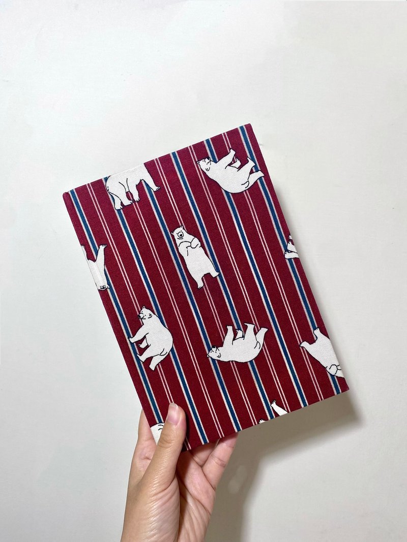 北极熊条纹- A5 手作笔记本/手帐本 精装笔记本 手帐 - 笔记本/手帐 - 棉．麻 红色
