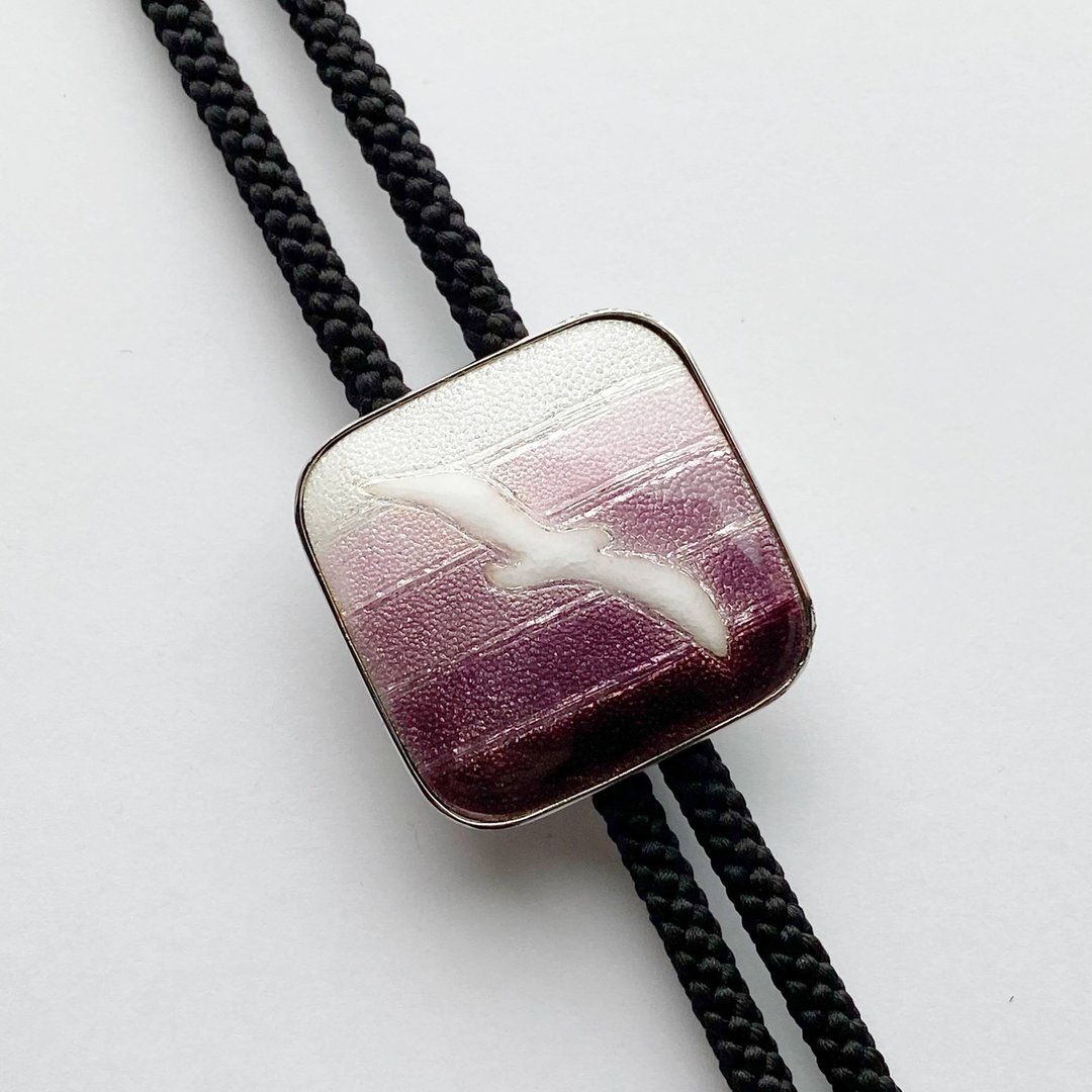 Seagull [Violet] Cloisonne Loop Tie Pure Silver Foil Cloisonne - 领带/领带夹 - 其他材质 紫色