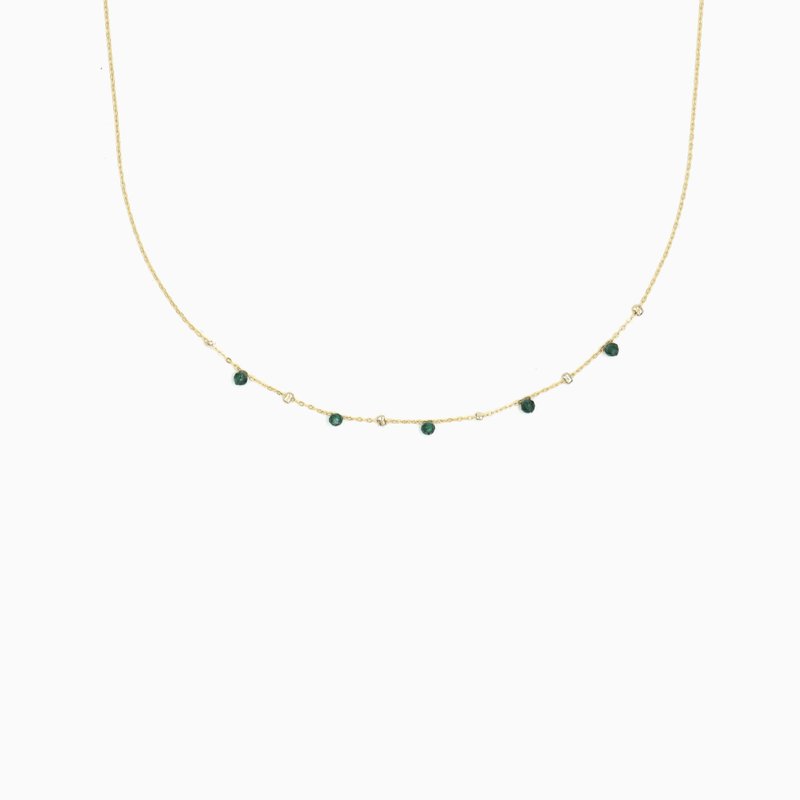 迷你点点祖母绿短项链 Choker - 天然石项链 - 欧美 - 金色短颈链 - 项链 - 铜/黄铜 白色