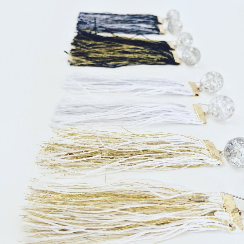 Marygo［银色碎片星球金银流苏］立体垂坠耳环 - 耳环/耳夹 - 其他金属 