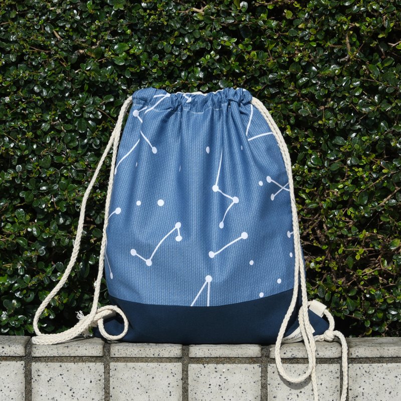 束口后背包/束绳包/束口袋 ~ 夜空星座(B215) RS - 束口袋双肩包 - 棉．麻 蓝色