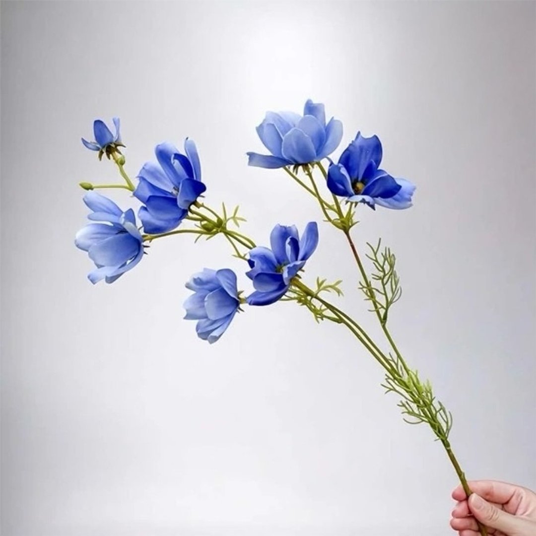 初恋少女蓝色波斯菊仿真花花材(3入组) - 摆饰 - 塑料 黄色