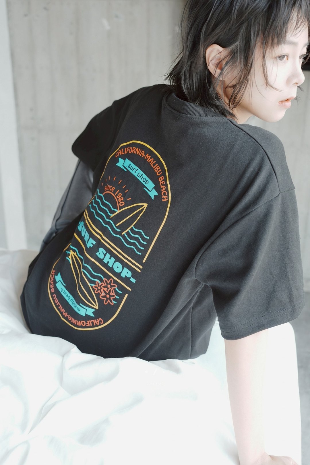 冲浪图 TEE - 2 色 - 浪黑 - 男装上衣/T 恤 - 棉 黑色