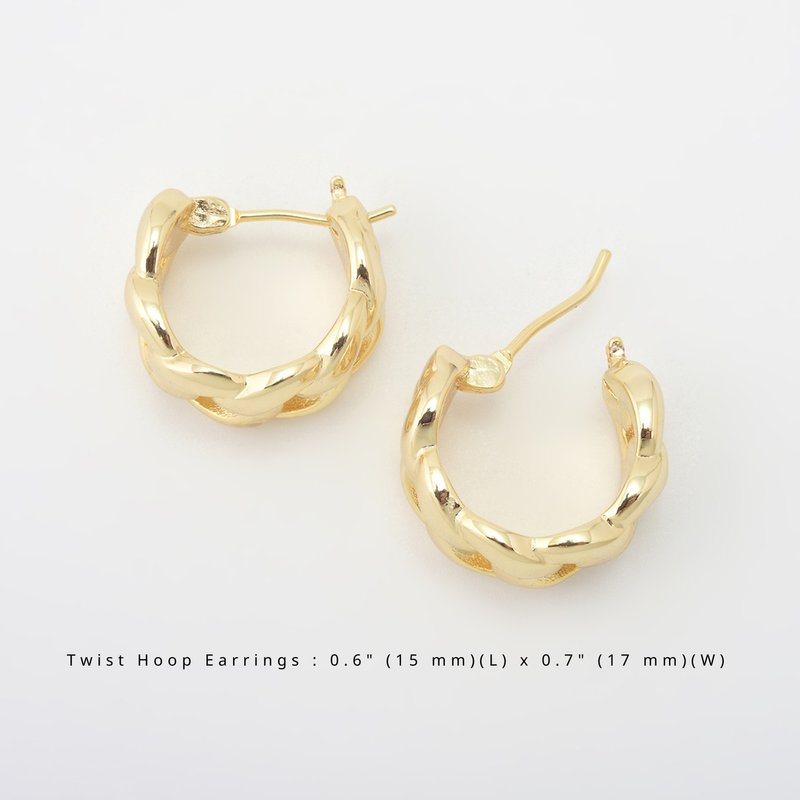 14K镀金螺旋水滴耳饰 | 扭纹垂坠耳环 | 圣诞节 生日礼物 首饰 - 耳环/耳夹 - 其他金属 