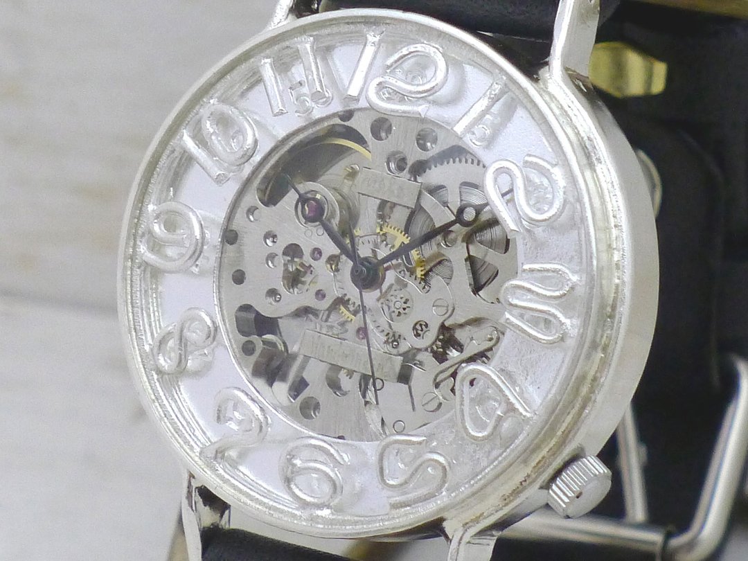 Handmade watch SHW082 Manual winding Silver 42mm floating index (SHW082) - 女表 - 纯银 