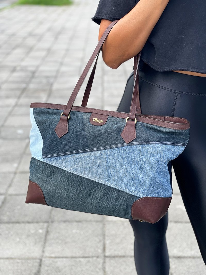 手工精品皮件 设计师-日本牛仔布(手提/肩背)大波特包 -现货 - 侧背包/斜挎包 - 真皮 