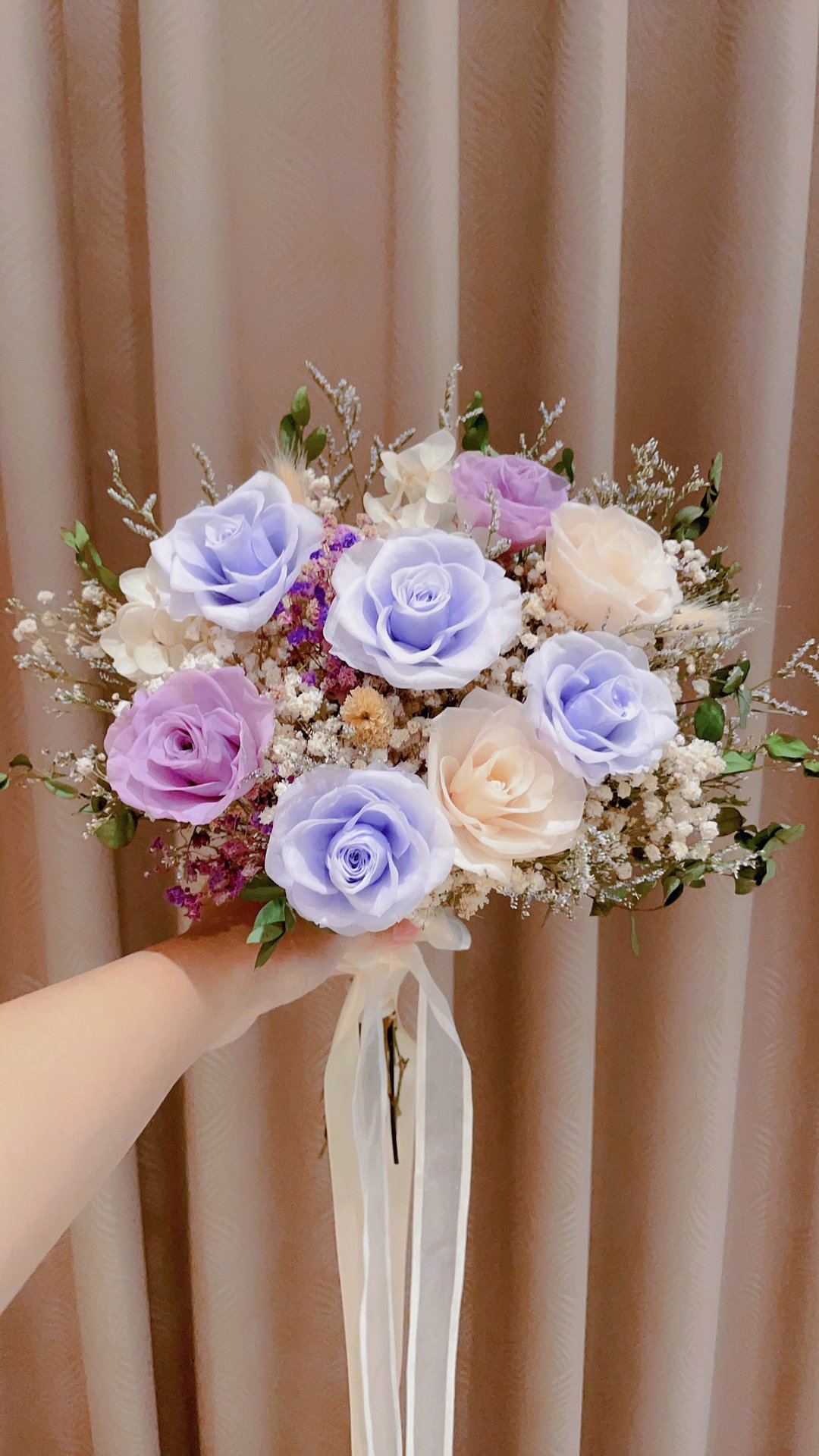 梦幻紫粉色永生花捧花 新娘捧花 结婚捧花 伴娘捧花 手绑花 - 摆饰 - 植物．花 紫色