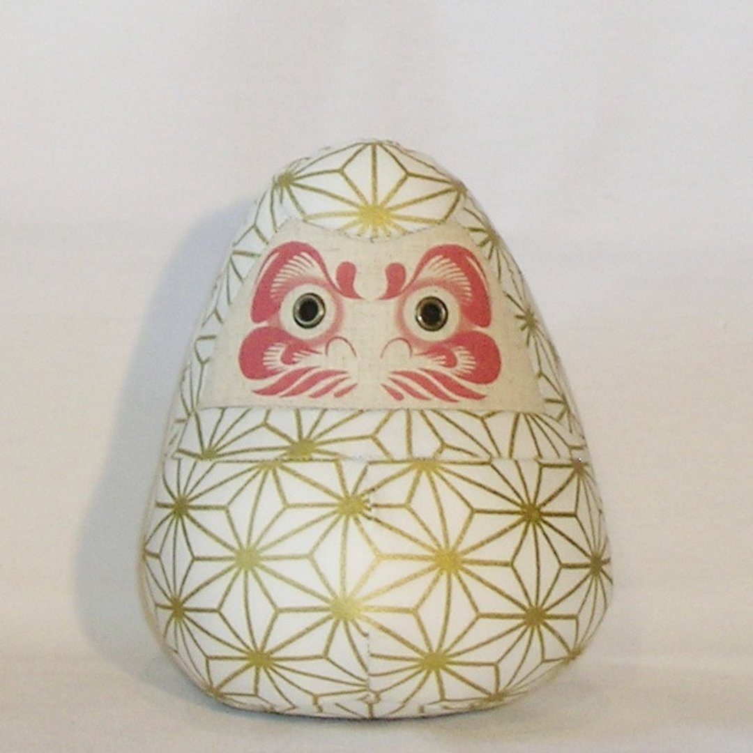 Daruma doll 【Japanese gold hemp patten 】Small size - 摆饰 - 棉 金色