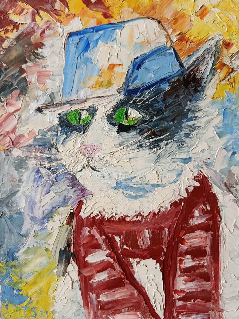 猫咪是粉丝 原创油画 - 墙贴/壁贴 - 其他材质 