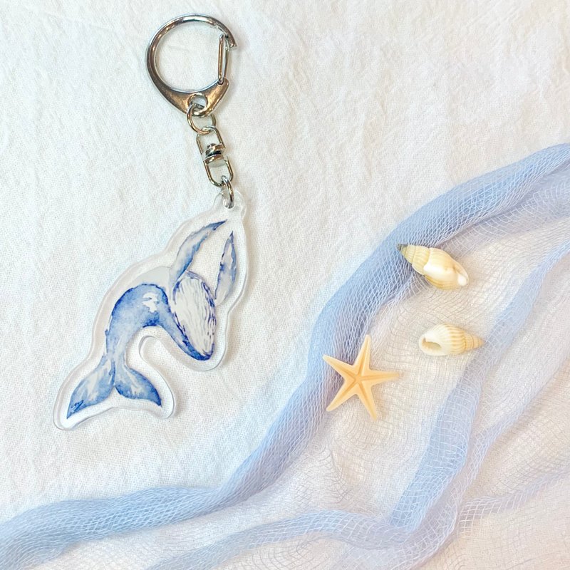 鲸鱼 匙扣 钥匙圈 水彩海洋系列 - 钥匙链/钥匙包 - 塑料 蓝色