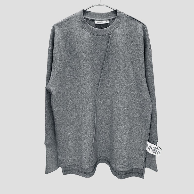 6:25am Long Sleeve Slash Tee - 灰色 - 中性连帽卫衣/T 恤 - 棉．麻 灰色
