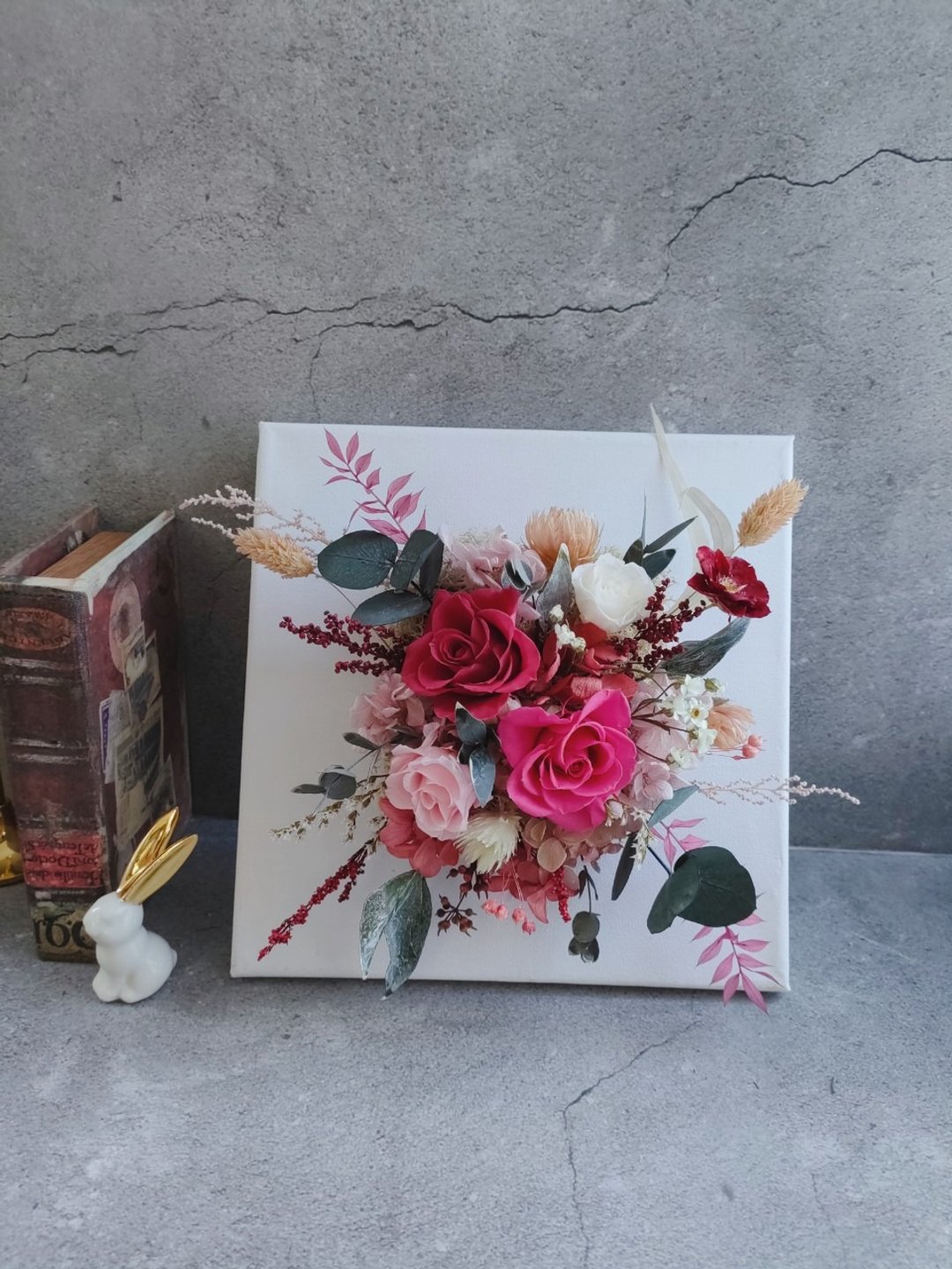 【一人成班】花艺-画布花壁饰-永生花不凋花 立体花框 挂饰 - 植栽 - 植物．花 