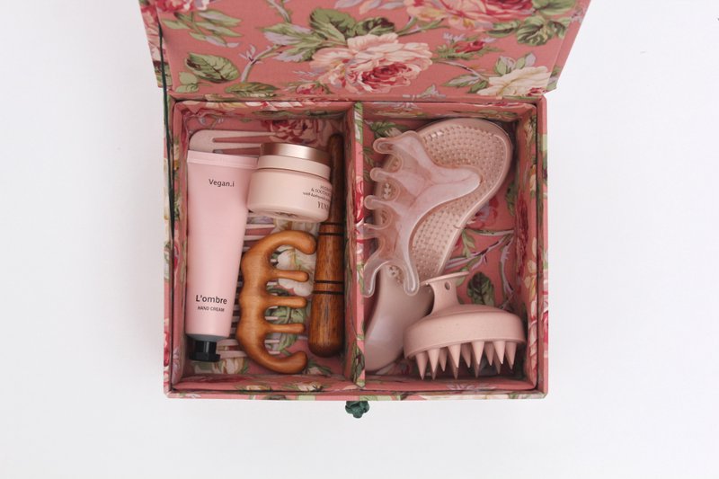 复古风格玫瑰棉质收纳盒 - 中号 - 收纳用品 - 棉．麻 粉红色