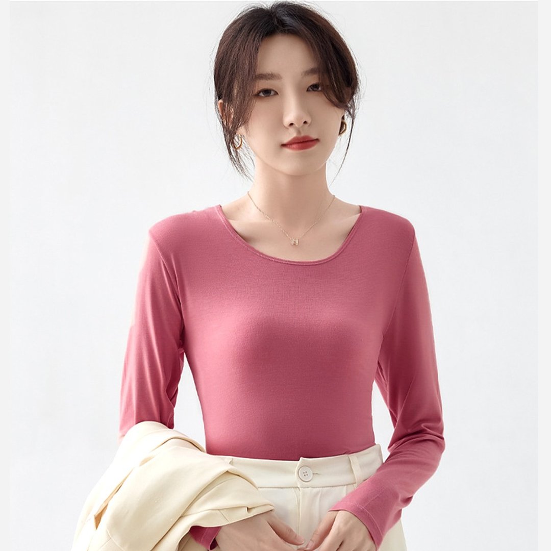 Pink Lady 5色- 柔软弹力圆领轻盈舒适内搭卫生衣 330 - 女装 T 恤 - 其他人造纤维 粉红色