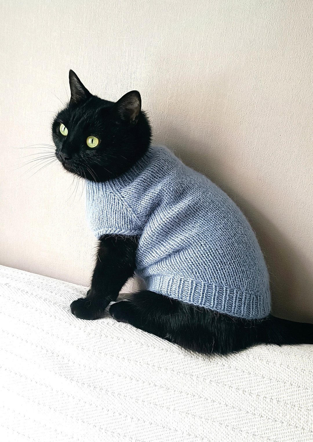 舒适猫咪毛衣 手工制作宠物针织毛衣 猫咪羽毛绒服 - 衣/帽 - 羊毛 