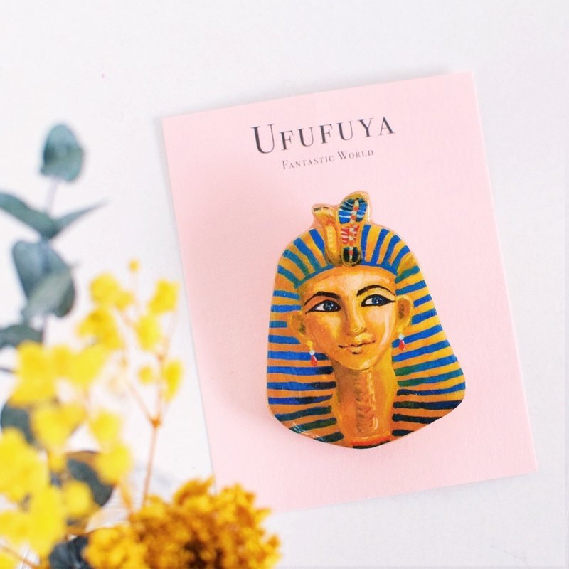 Tutankhamun Brooch Egypt Fantastic Brooch - 胸针 - 粘土 黄色