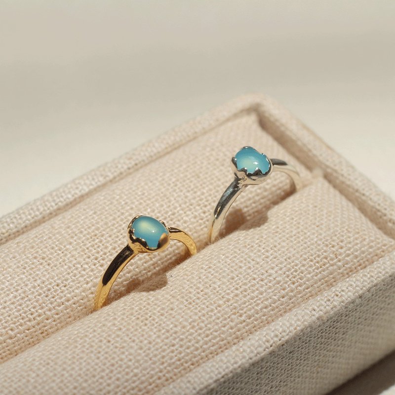 酷蓝玉髓银戒指 - 戒指 - 宝石 银色