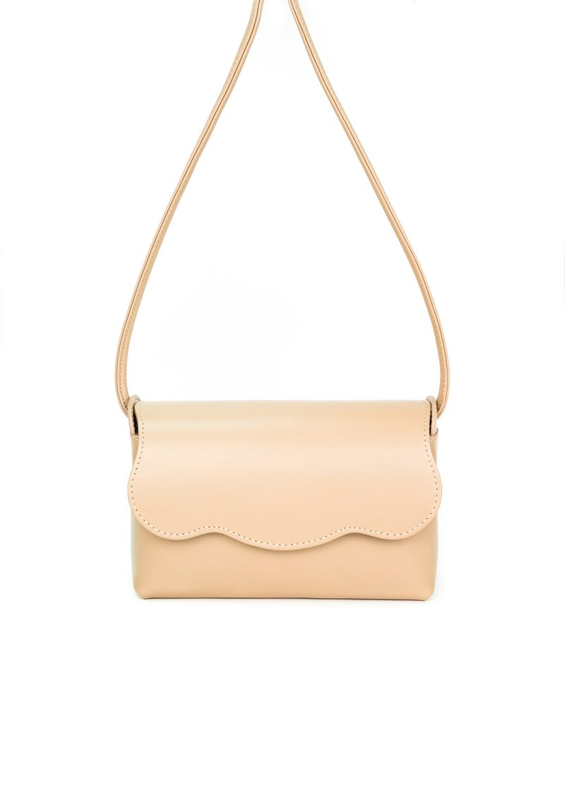 Wave Flap (沙色) - 侧背包/斜挎包 - 真皮 卡其色