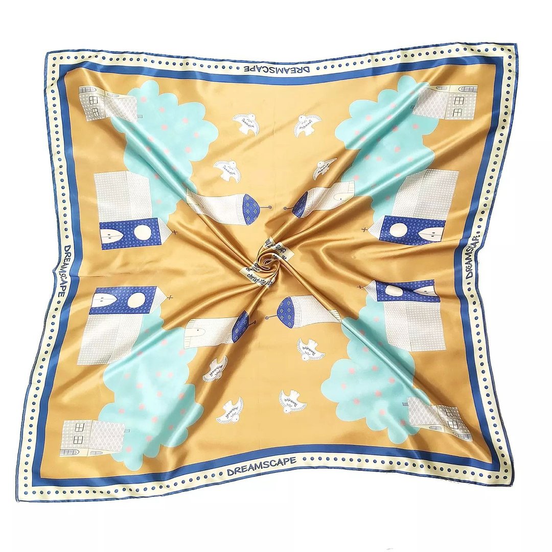 Christ is the Lord of our Home Bible 100% silk scarf  基督是我一家之主聖經  真絲色丁90cm絲巾 - 丝巾 - 丝．绢 金色