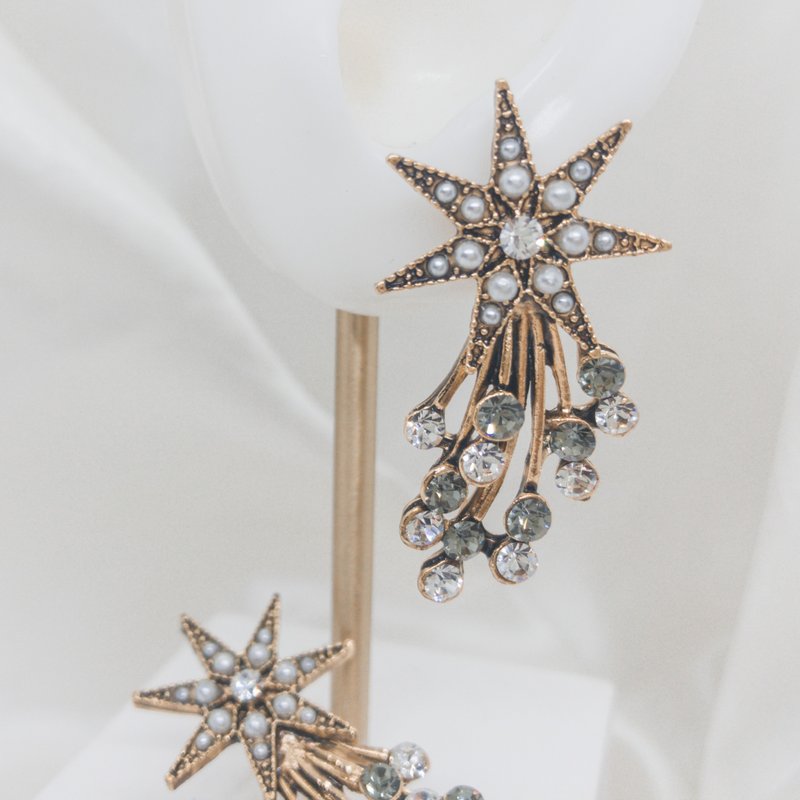 古金色 流星耳环 复古风格 哞人爱 纯真系列 - 耳环/耳夹 - 其他金属 金色