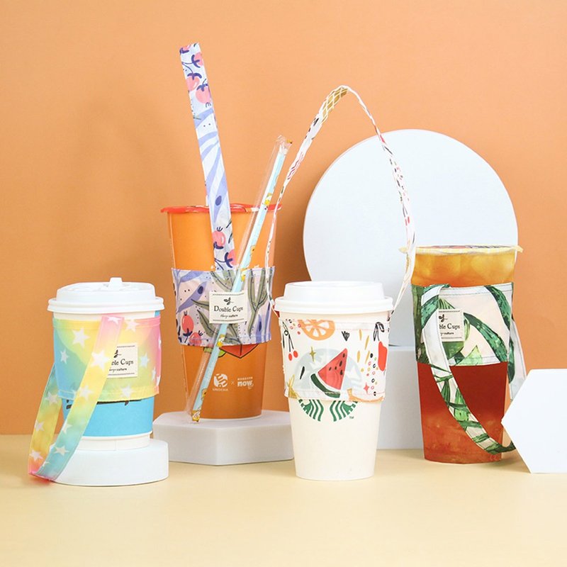 Chuyu 花布杯套式饮料杯提袋/水壶提袋/饮料杯袋/防泼水饮料提袋 - 保温瓶/保温杯 - 其他材质 多色