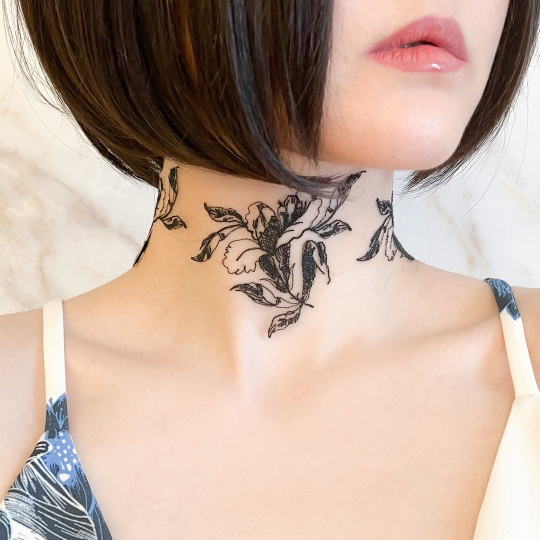 Lily / 黑色纹身蕾丝颈圈 SV542 - 颈链 - 其他材质 黑色