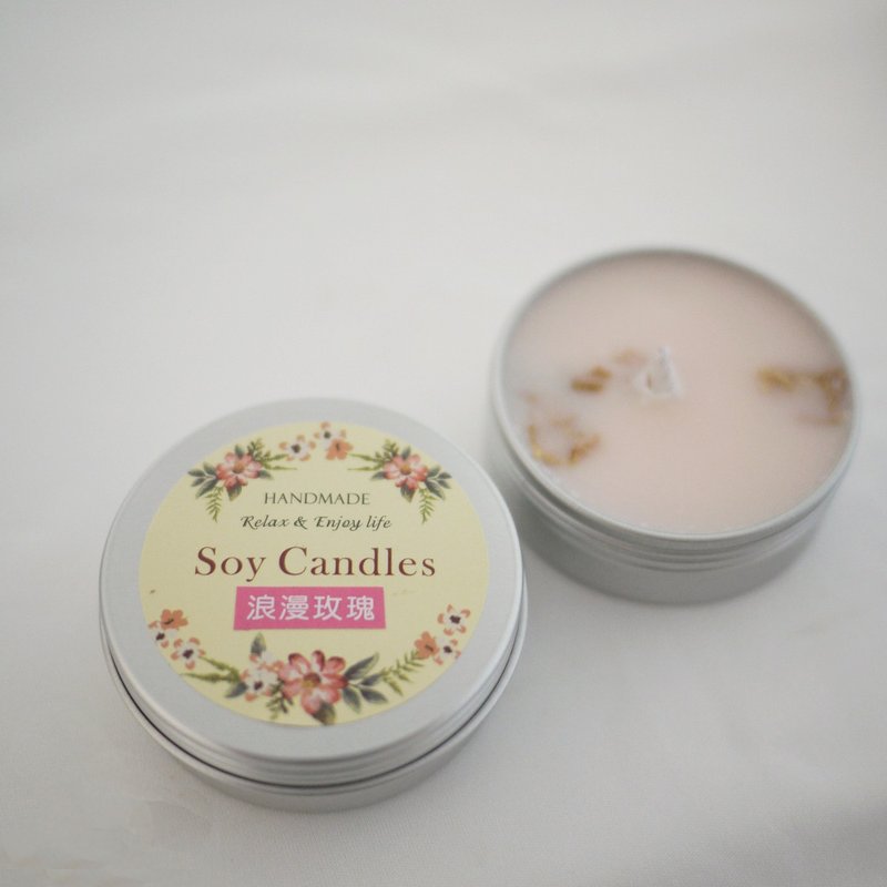 12号平房。文青小旅行~环保香氛大豆蜡烛（浪漫玫瑰）随身罐 - 香薰/精油/线香 - 其他材质 粉红色