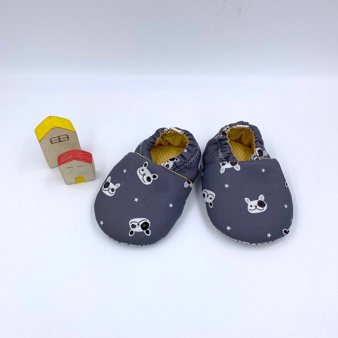 星星斗牛犬 - 初步鞋/成长鞋/漫步鞋 - 婴儿鞋 - 棉．麻 灰色