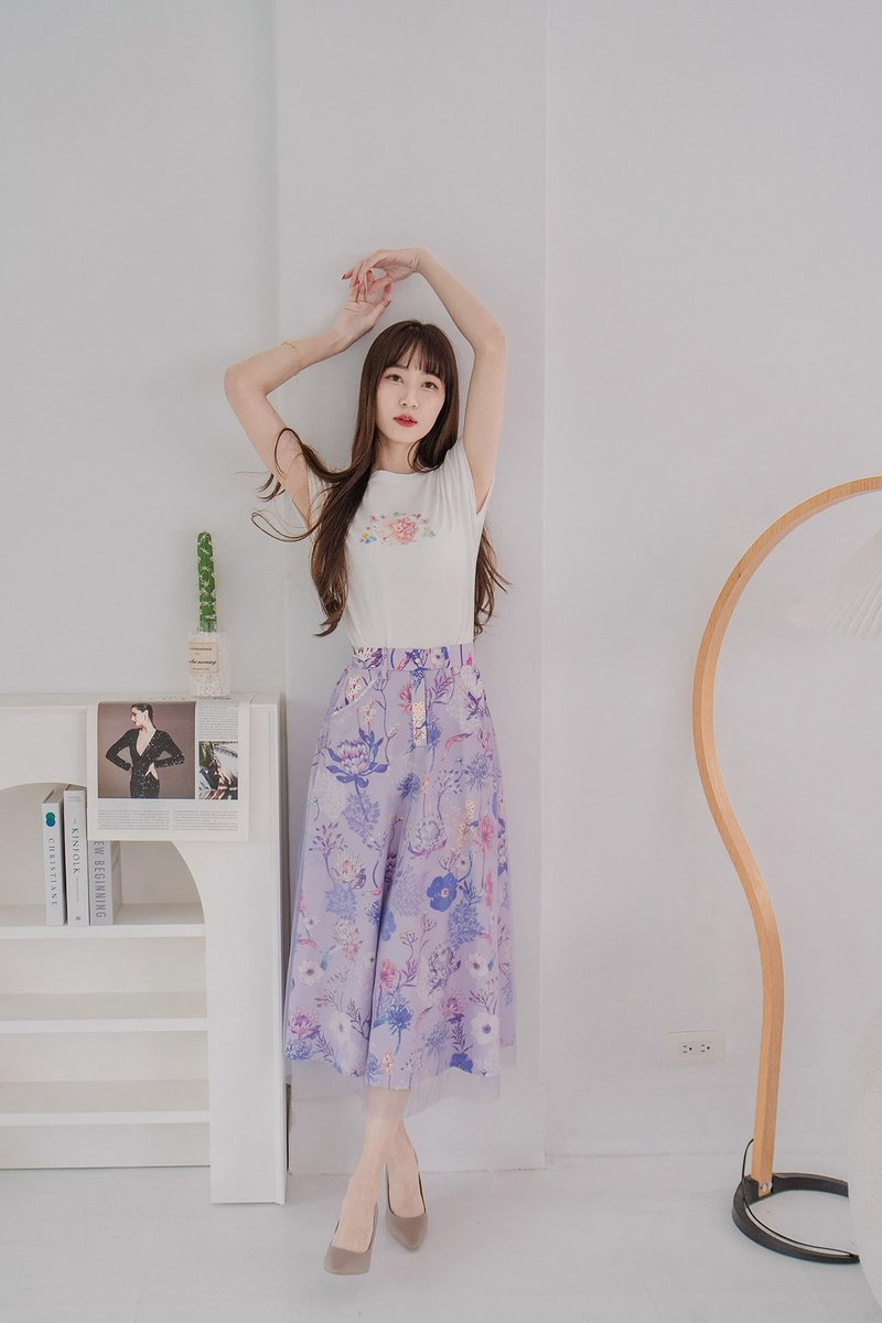 【南非开普敦】上班族简约纱裙 口袋 长裙 皇后普蒂亚 紫 - 裙子 - 棉．麻 紫色