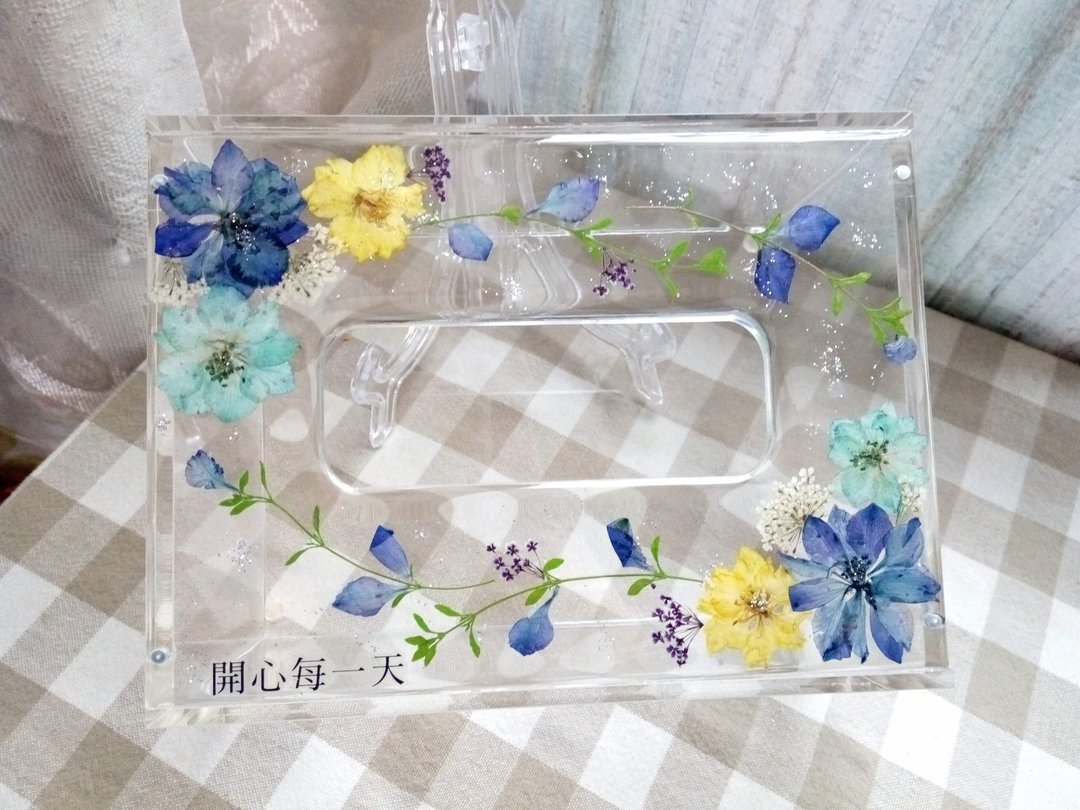 Annys workshop 幸福手作, 手作押花面纸盒, 典雅小款 - 纸巾盒 - 压克力 多色
