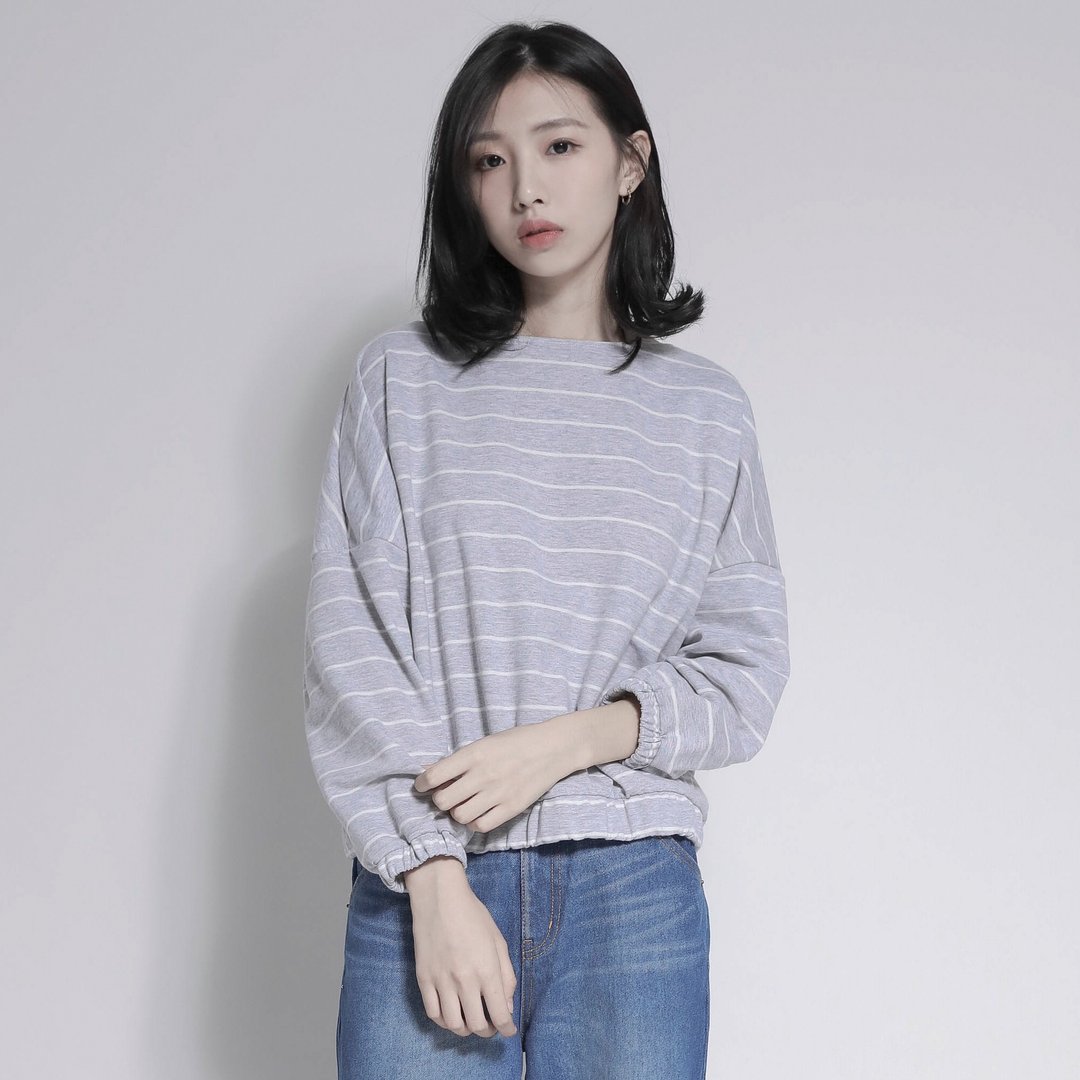 SU:MI said Horizon 地平线条纹上衣_7AF004_灰 - 女装上衣 - 棉 灰色