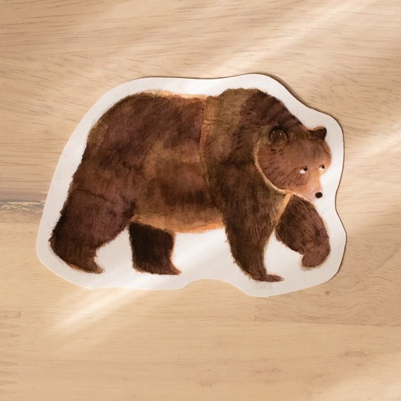 胆怯的熊贴纸 (大) - 贴纸 - 纸 咖啡色