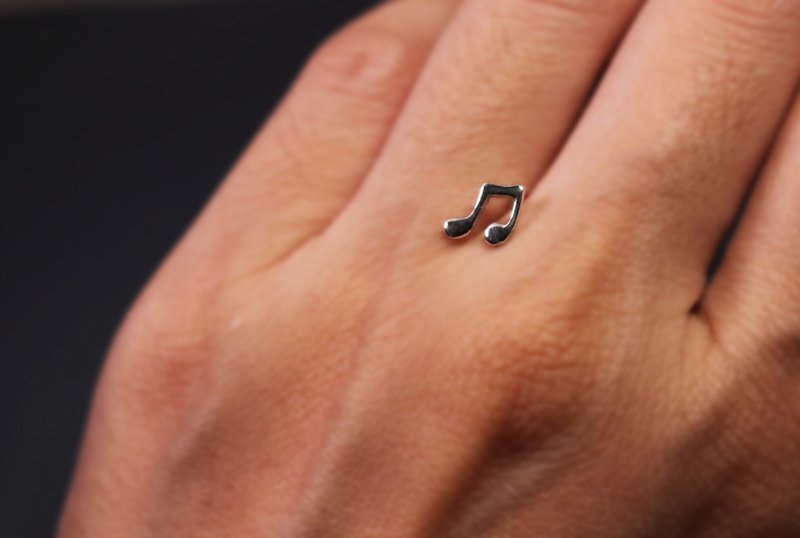 图样系列-双音符925耳钉(单支/一对) - 耳环/耳夹 - 纯银 金色