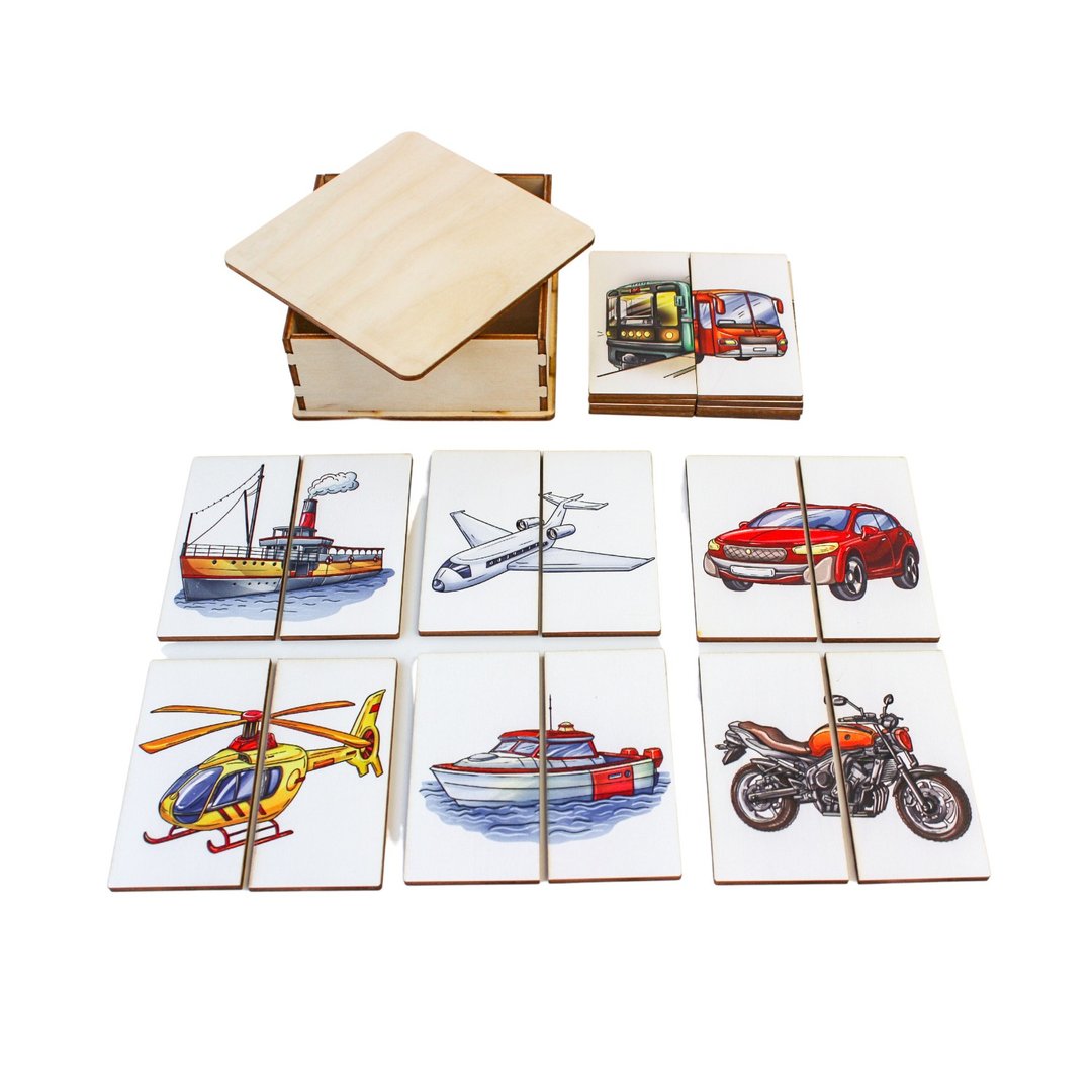 Montessori Puzzle - transport, Wooden toddler Toys Age 1 2 3 year, Wood baby toy - 满月礼盒 - 木头 金色