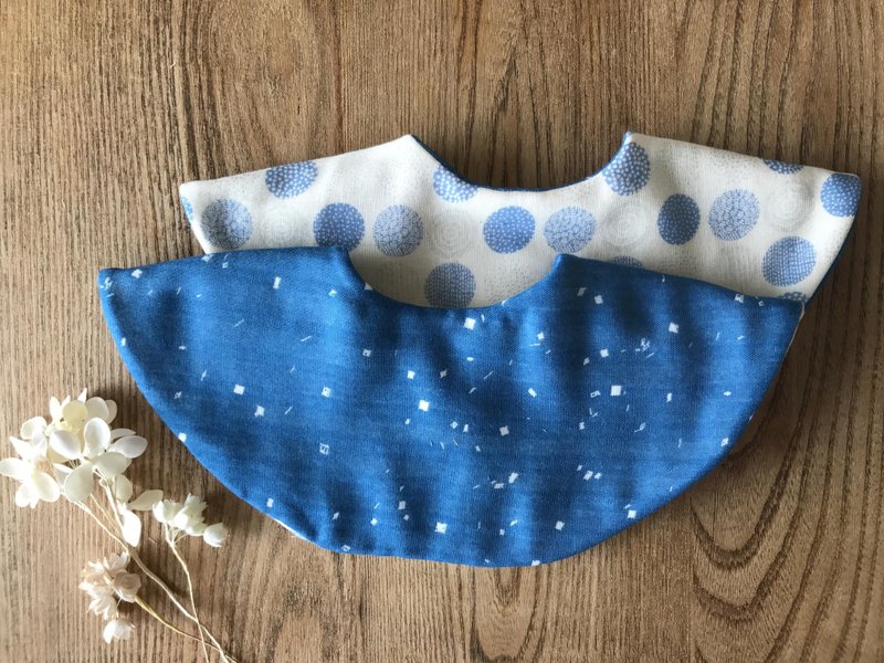 lune / reversible sty (blue) - 围嘴/口水巾 - 棉．麻 蓝色
