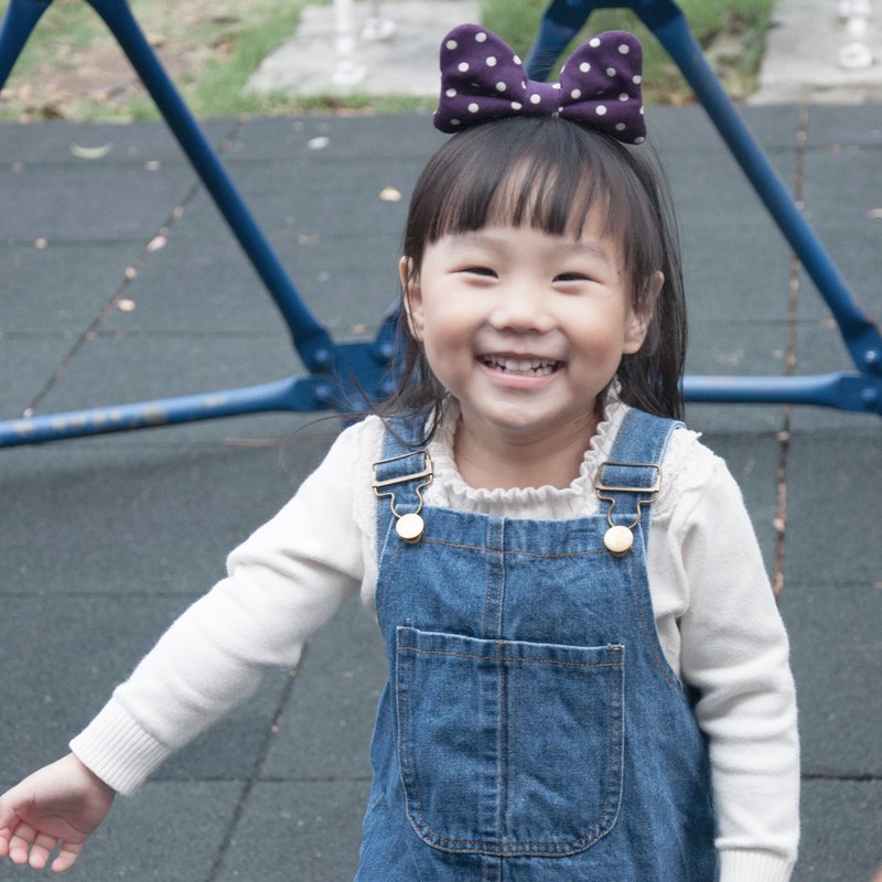 可爱小米妮系列-葡萄紫软Q布蝴蝶发圈 - 发带/发箍 - 棉．麻 紫色