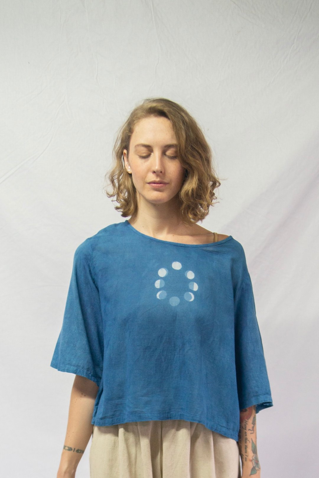 Lunar Shirt | Natural Blue Indigo Color | - 女装上衣 - 棉 蓝色