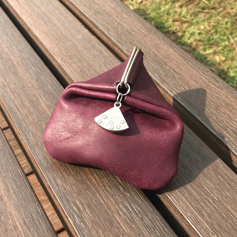 【零钱包/散银包】紫色磨砂牛皮/日系和风设计/可爱收纳包 - 零钱包 - 真皮 紫色