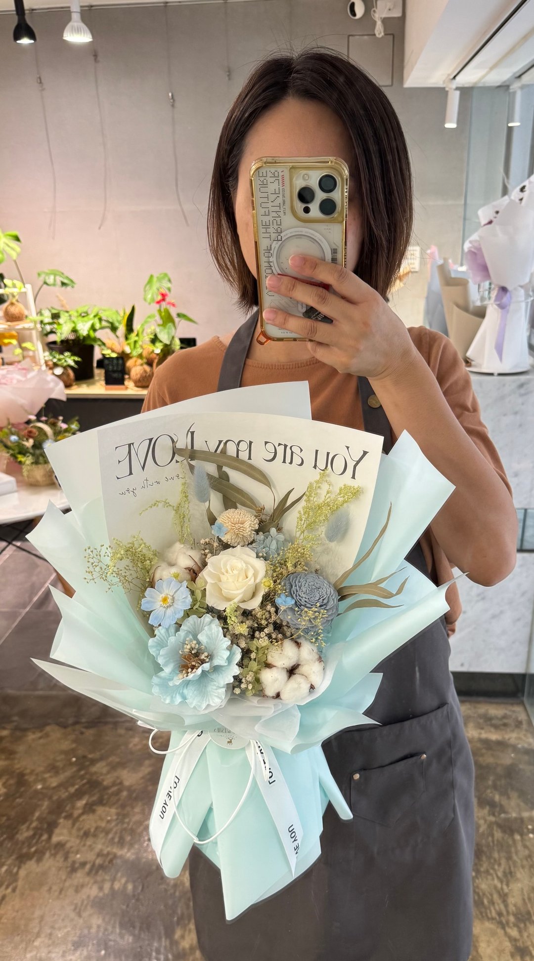 干燥花束 蓝色系花束 永生花花束 毕业花束 - 干燥花/捧花 - 植物．花 