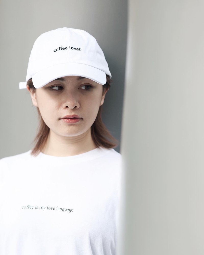 coffee lover soft cap - 帽子 - 棉．麻 白色
