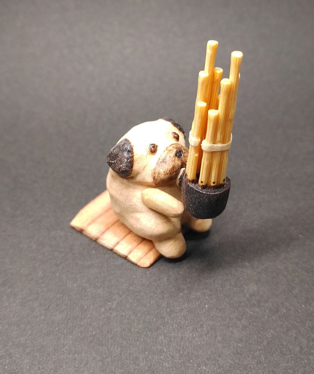 Sho pug dog - 摆饰 - 木头 咖啡色
