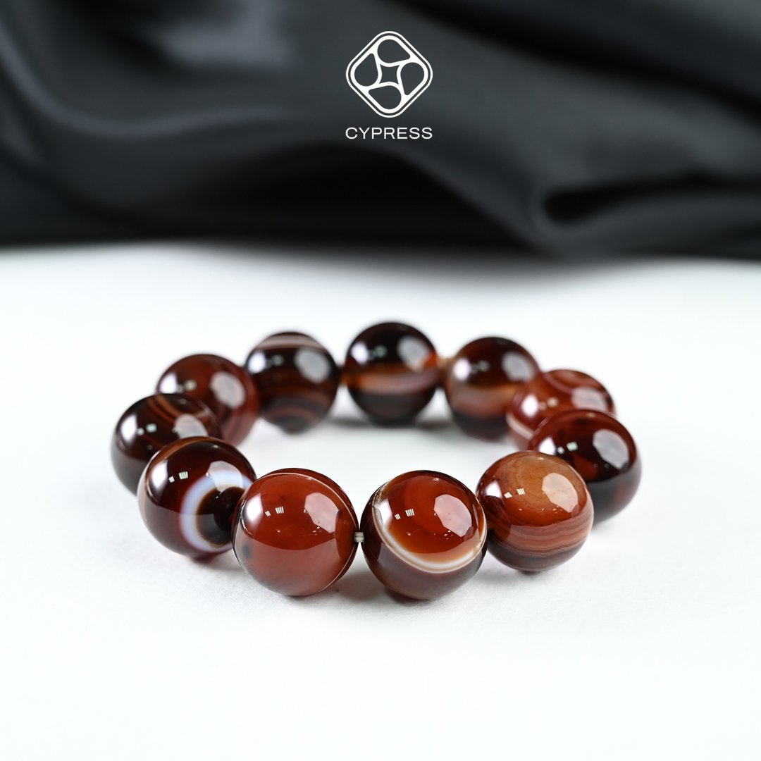 CYPRESS 缠丝千层玛瑙平安手串-17.8mm - 手链/手环 - 其他材质 红色