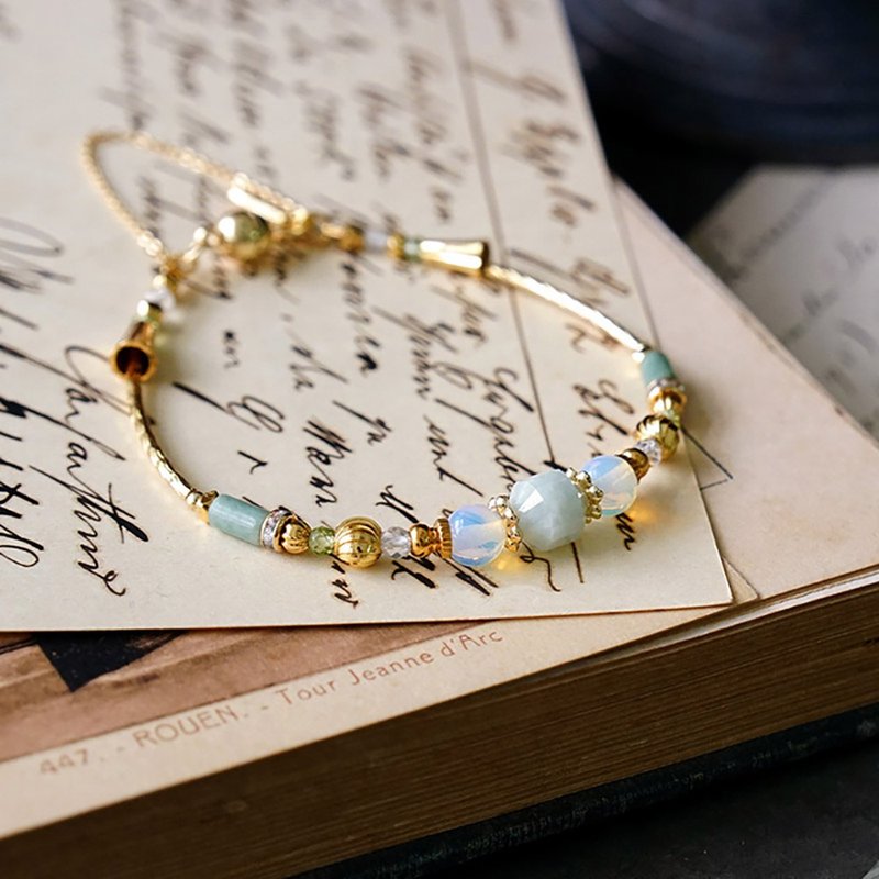 健康 x 缅甸玉 蛋白石 祥和石 橄榄石 月光石 【一千零一夜】手链 - 手链/手环 - 宝石 