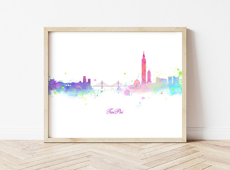 台北城市剪影海报/城市居家挂画/客厅背景墙/艺廊墙/咖啡厅画 - 摆饰 - 其他材质 