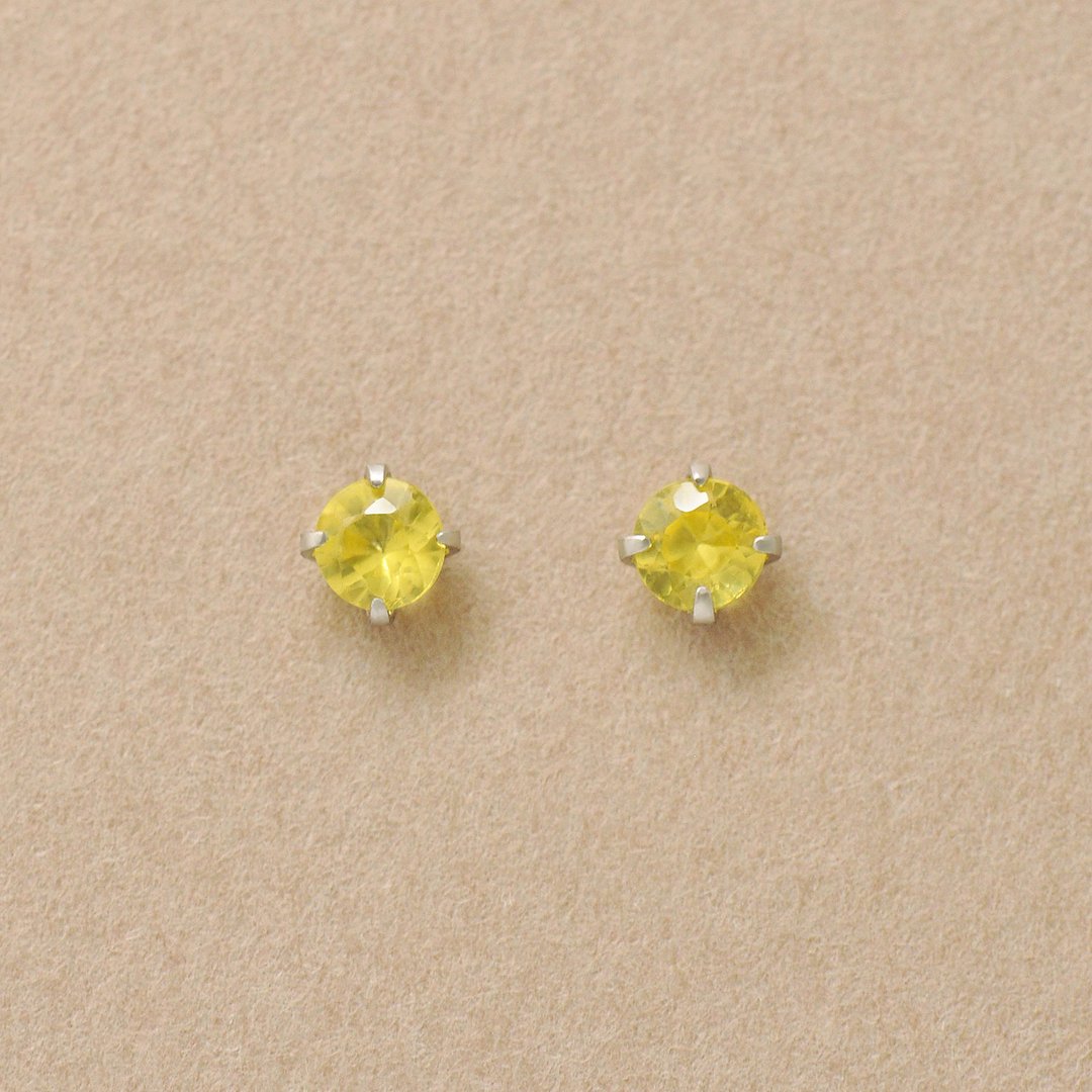 【Second Earrings】 铂金黄色蓝宝石耳环 - 耳环/耳夹 - 贵金属 