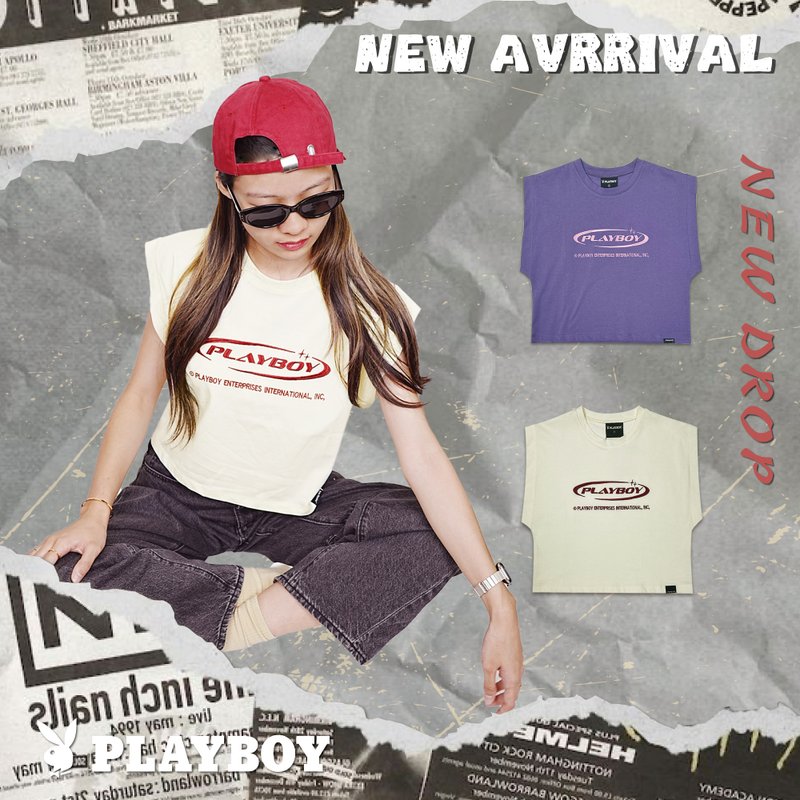 Hate Monday'' X PLAYBOY - TEE短袖上衣(PBHM-SS24T43) - 中性连帽卫衣/T 恤 - 棉．麻 