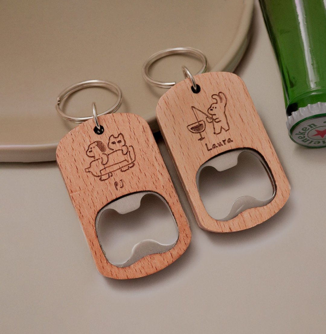 定制化雕刻 木质开瓶器 开瓶器吊饰 雕刻 啤酒开瓶器 纪念礼 - 其他 - 木头 