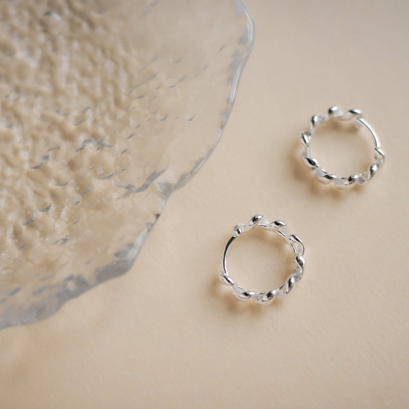 925纯银 电话线卷卷耳扣 易扣式耳环 圈圈耳环 免费礼盒包装 - 耳环/耳夹 - 纯银 银色