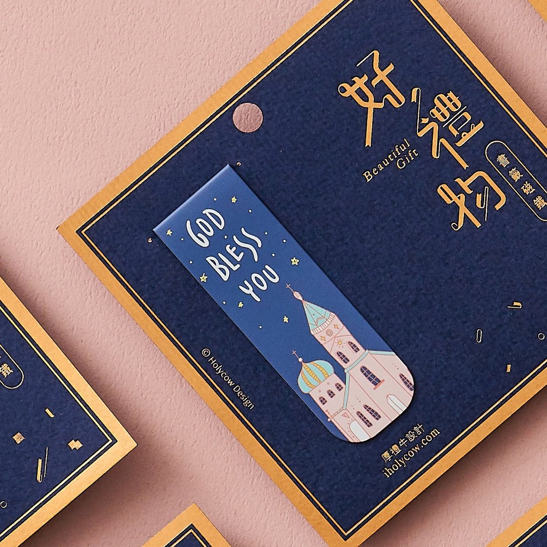 缤纷系列书签磁铁-God bless you (蓝底) - 书签 - 其他材质 蓝色
